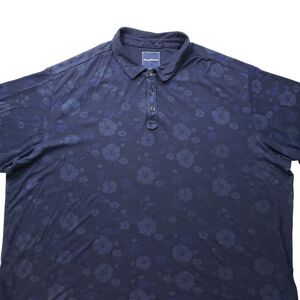 Tommy Bahama Hawaiian Polo Shirt Mens 3XB Floral Blue Pima Cotton Tropical Golf